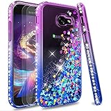 LeYi Compatible with Funda Samsung Galaxy A5 2017 Silicona Purpurina Carcasa con [2-Unidades Cristal Vidrio Templado],Transparente Cristal Bumper Telefono Fundas Case Cover para Movil A5 2017 Verde