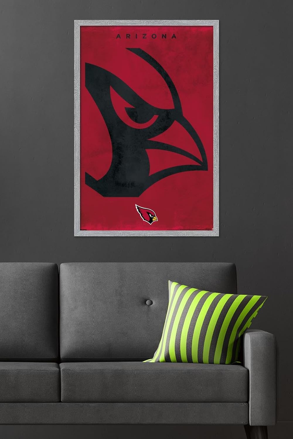 NFL Arizona Cardinals - Logo 25 Wall Poster, 34L" x 22.4W", Gray Framed Version