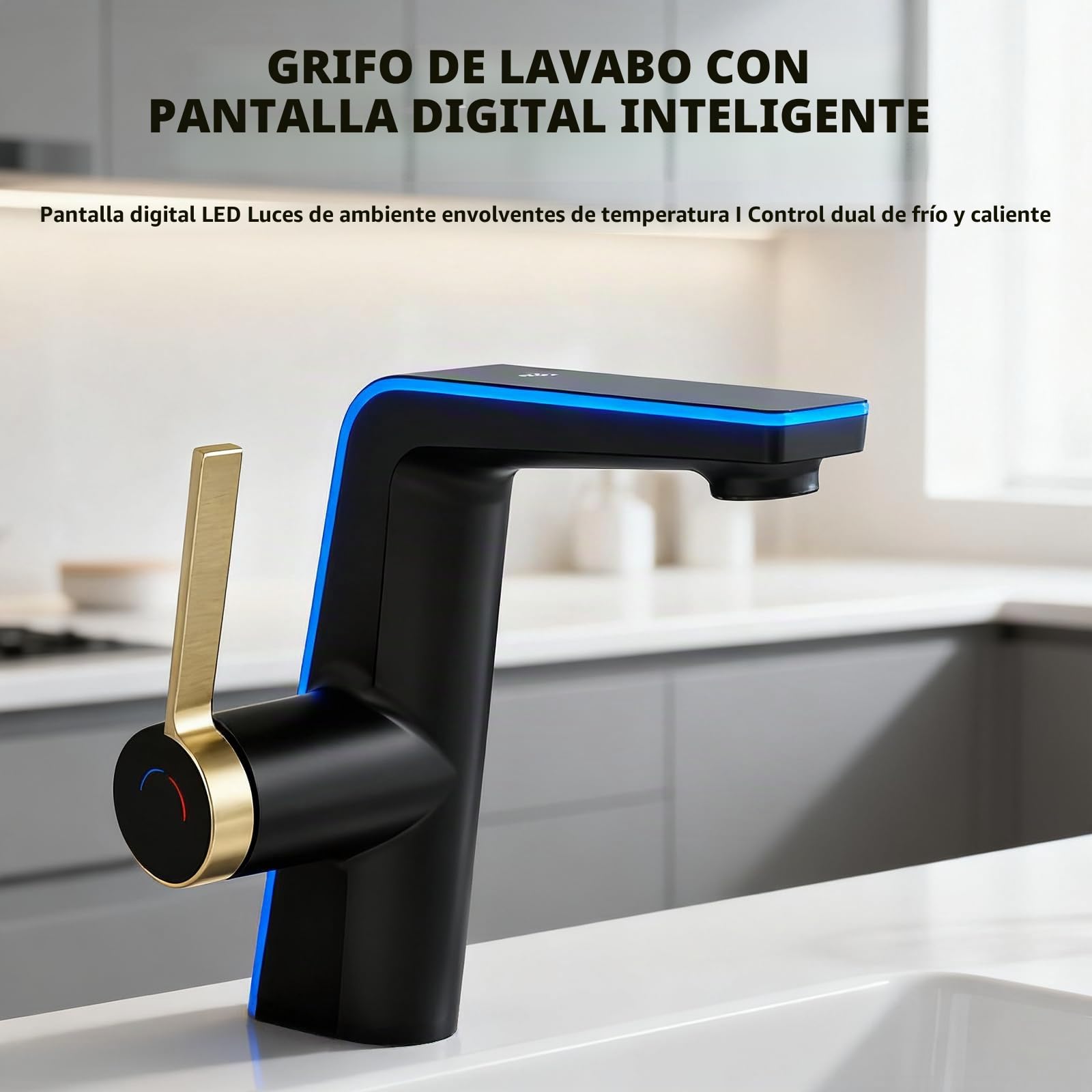 Grifo de baño con indicador de temperatura LED, grifo de lavabo, grifo monomando de cocina, grifos de baño, grifo mezclador