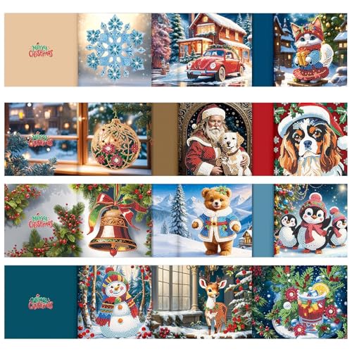 Tarjetas de arte de gemas navideñas ideales para regalar a abuelos y amigos