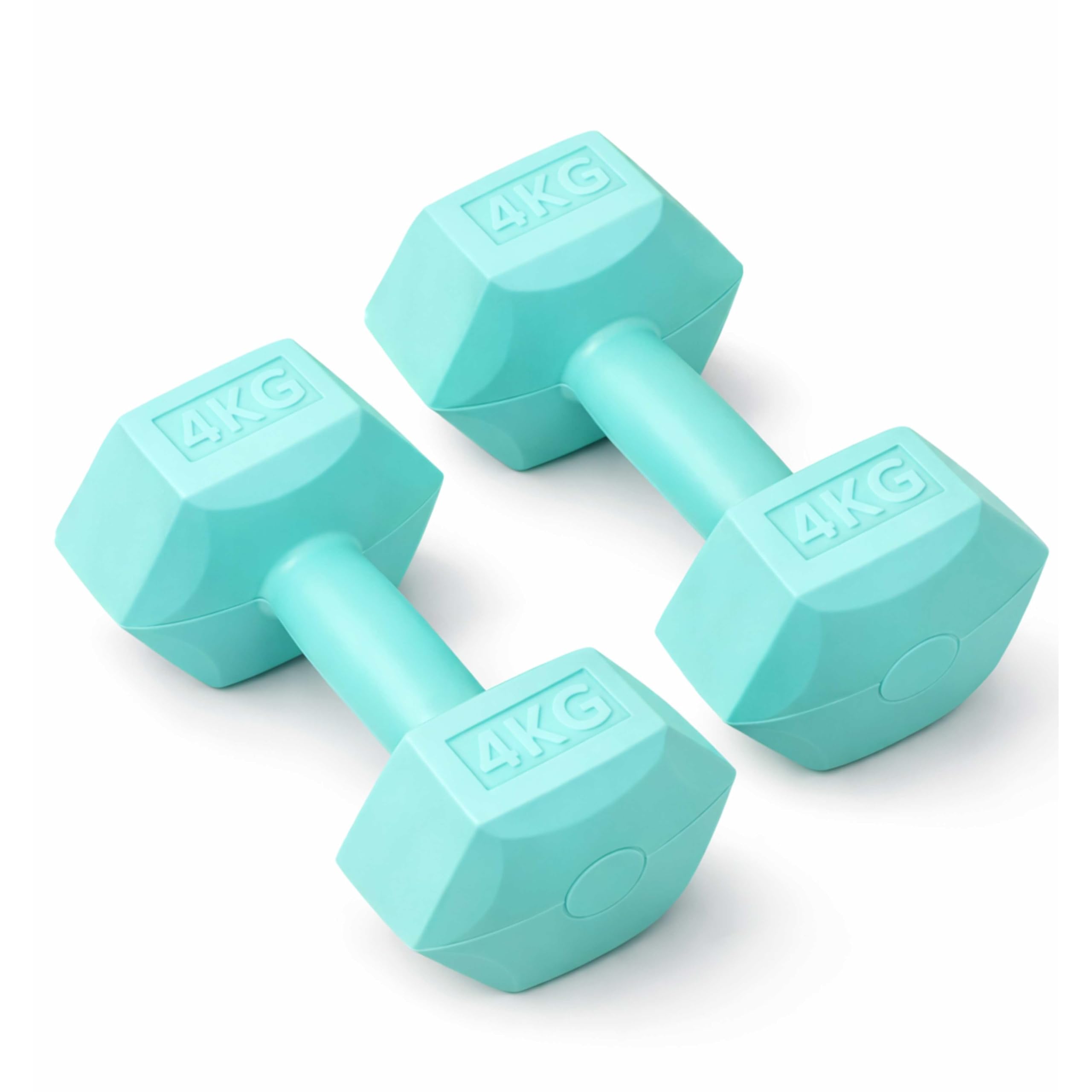 ADEPTNA Dumbbells Set (Pair) 2 Pack Hex Weights Hand Dumbbells for Home Workout, Strength Training, Fitness, Gym, Yoga & Toning Non-Slip Grip (Mint, 4KG)