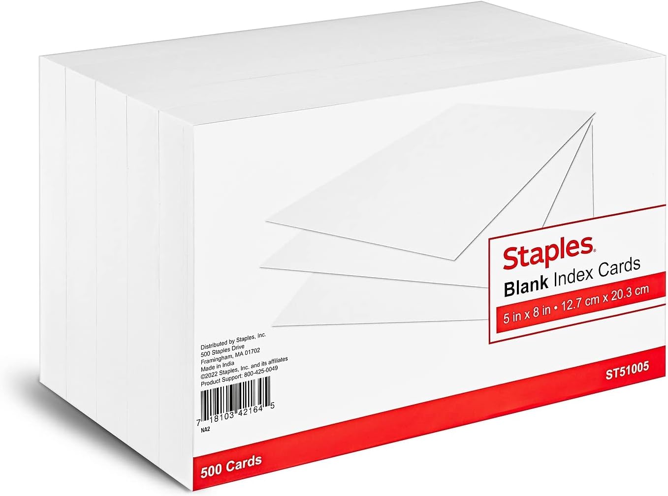 Staples 233460 5Inch X 8Inch Unruled Index Cards 500