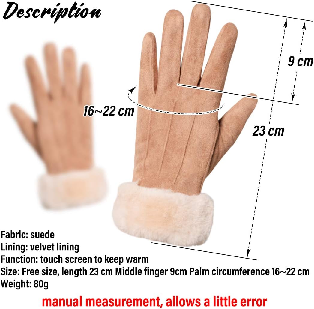 KXF Winter Warm Gloves, Womens Lady Super Soft Touch Screen Gloves Thick Fleece Lined Glove Cold Weather Windproof Outdoor Sports Handwarmers Cycling Running Mittens
