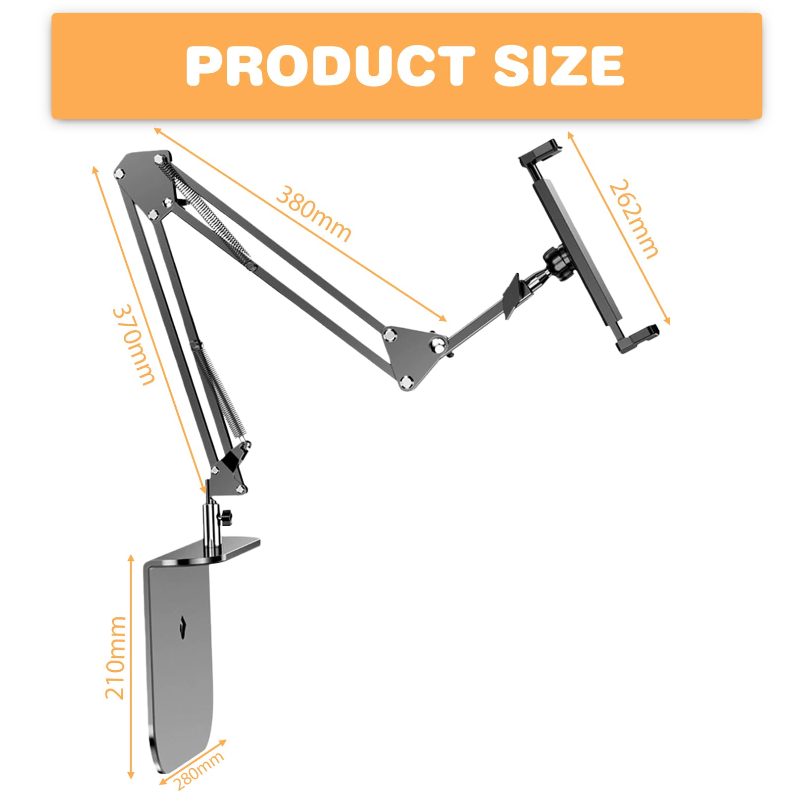 Supporto per tablet regolabile a 360°, base grande, per dispositivi 4-13 pollici
