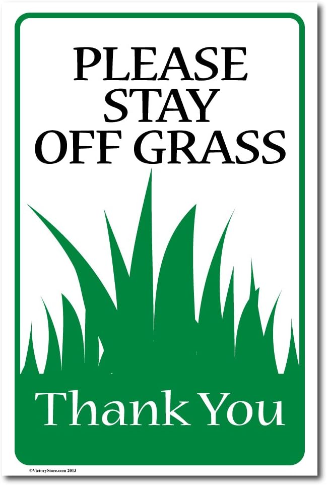 VictoryStore Yard Sign Outdoor Lawn Decorations: 12 inches x 18 inches Corrugated Plastic Sign - Please Stay Off The Grass