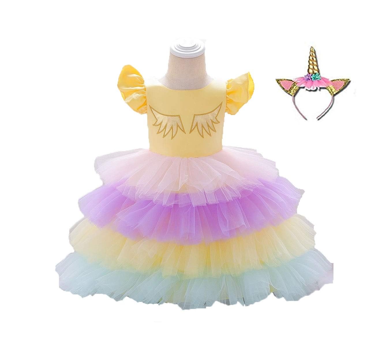 Fancydresswale Unicorn Costume Unicorn Party Dresses Princess Costumes for Girls Colour Pink(DJS011, 3-4 Years)