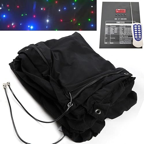 Miniatura 5 de Cortina de luces LED, telón de fondo de tela de cielo estrellado con control DMX, para decoración de bodas, fiestas de Navidad, clubes (9.8 x 6.6
