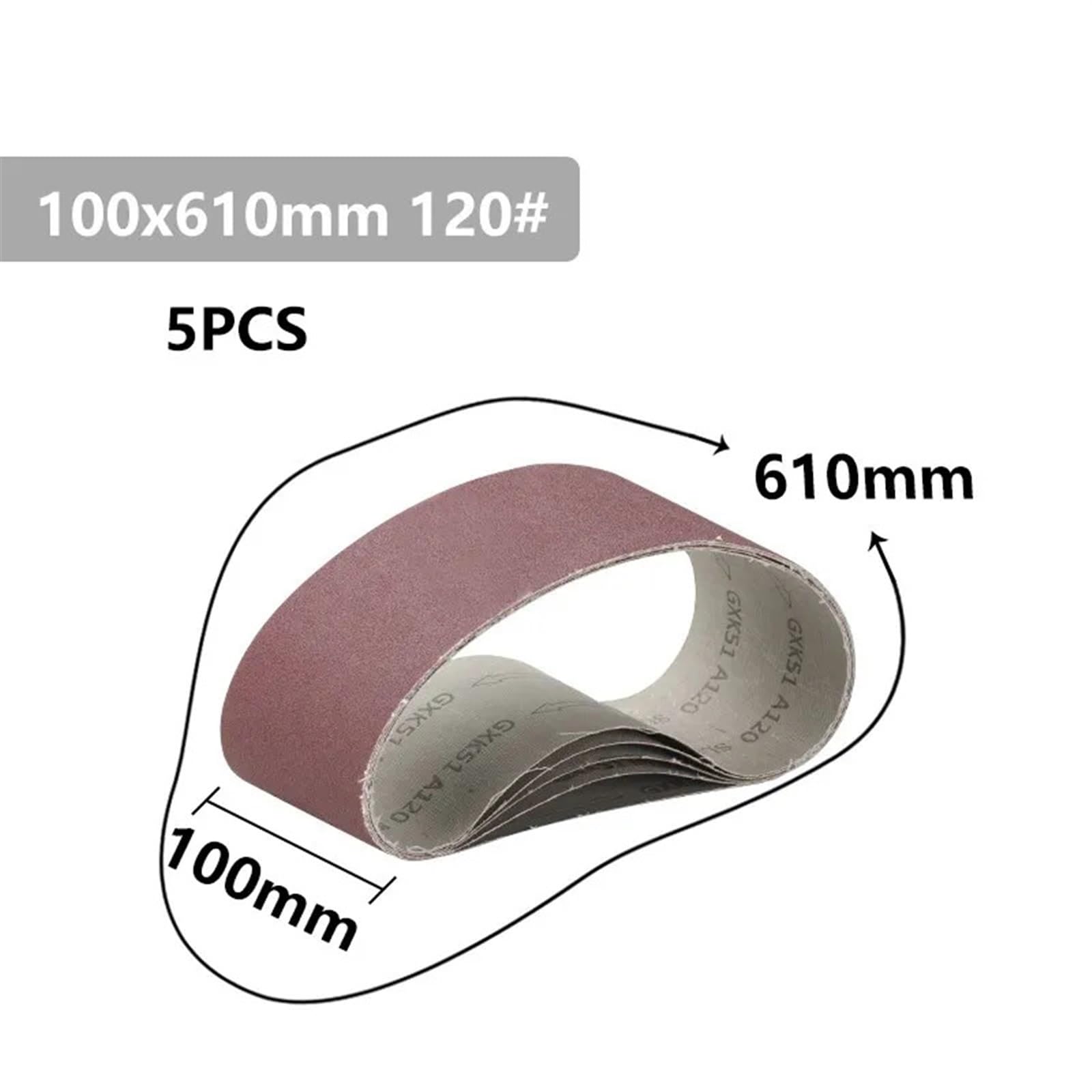 Szlifierka taśmowa Pasy szlifierskie 5 szt. Papier ścierny o ziarnistości 100x610 mm 40-120 do polerowania drewna i metalu(5pcs Grit 60)