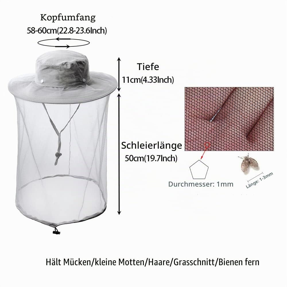 ZffXH Mücken-Fliegenkopfnetz, Hut, Netz, Fischerei, Biene, Imker, Schleier, Hüte für Männer und Frauen