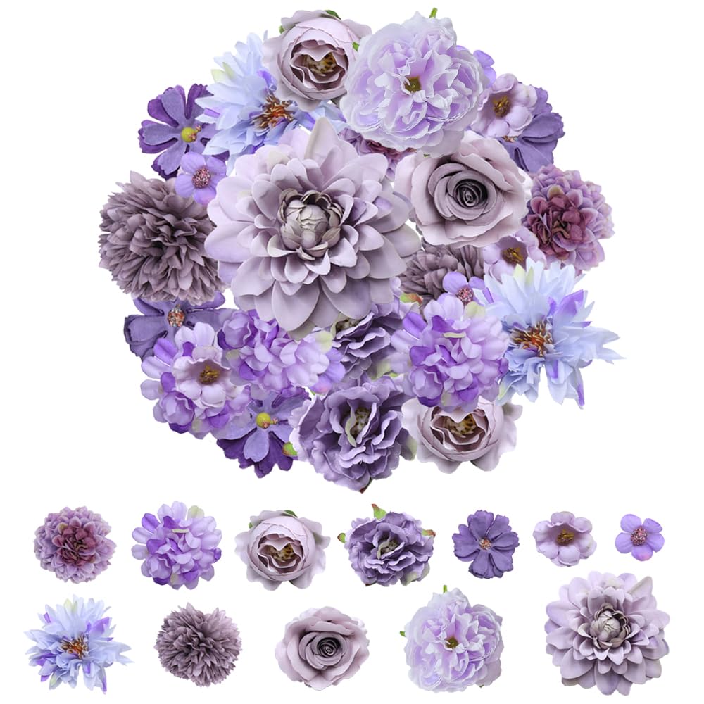 YDHfdc 38 Stück Kunstblumen zum Basteln mit 12 Stile künstliche Blumen deko Blumen Künstlich 2~11cm Seidenblumen Köpfe für DIY Crafts Scrapbooking Hochzeit Home