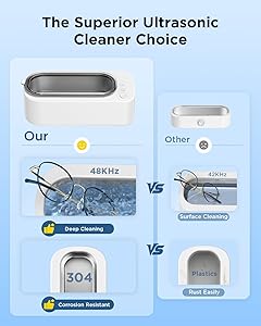 OSLTWI Ultrasonic Jewelry Cleaner Machine: 48KHz Ultra Sonic Cleaner for Jewelry,Eyeglass,Rings,Watch Band,Dentures,with Dual Cleaning Modes,350ML 304 Stainless Steel Tank,Gift for Wife,Mom,Daughter