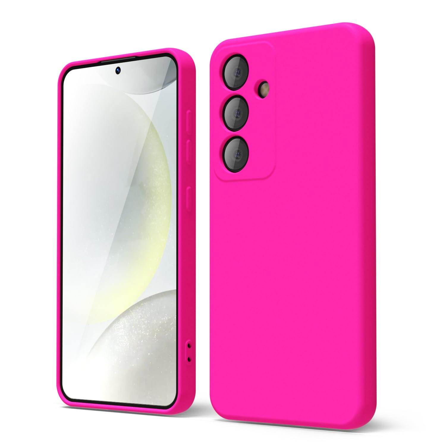 oakxco for Samsung Galaxy S24 Ultra Phone Case Liquid Silicone, Neon Bright Solid Color, Thin Slim Soft Rubber Gel Matte TPU Plain Simple Cover for Women Girl Cute, Hot Pink Fuchsia — view 59