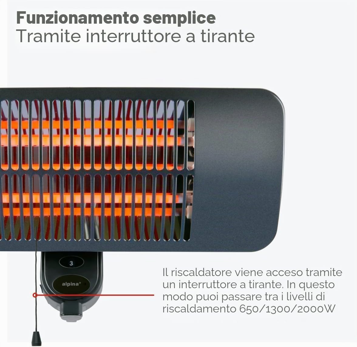 Alpina Riscaldamento a infrarossi da parete 2000 W IP34