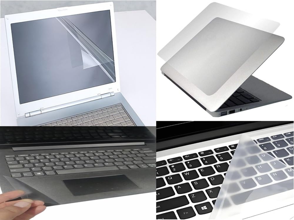 Anjo 4 In 1 Combo For Size 14 Inch & 16:9 Aspect Ratio Laptop, Screen Protector, Key-Guard & Body Lamination (Transparent).