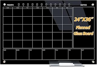 Magnetic Glass Whiteboard 36X24 Monthly Planner Calendar Dry Erase Board...