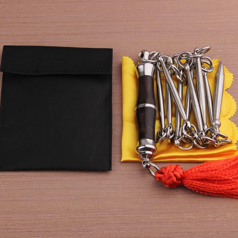 Frusta in Acciaio Inox A Nove Sezioni Frusta per Le Arti Marziali, Frusta per Il Combattimento di Autodifesa per Bambini, Adulti E Anziani,Jujube Stone,M