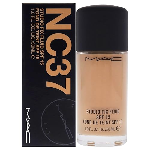 MAC Studio Fix Base Fluid Foundation SPF5, NC37, Clean, 1 onza líquida (103522)