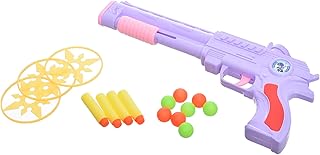 لعبة بندقية نيشان بلاستيكية مع طلقات وكرات صغيرة للأطفال من اكسيسوريز شوب، مجموعة من 16 قطعة - متعددة الألوان
