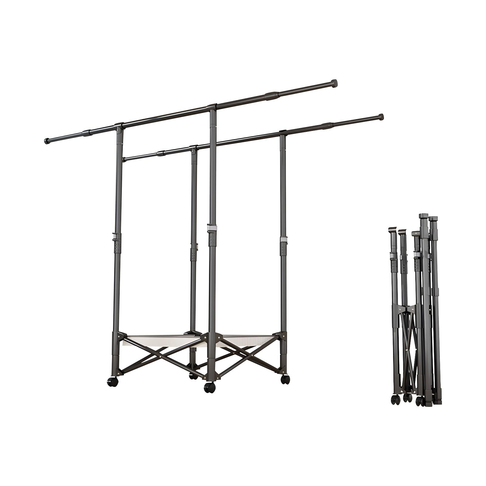DSLKGWE Retractable Folding Clothesline Rack, No Mesh Heavy Duty Adjustable Extendable Laundry Hanger, Portable Drying, for Backyard Balcony Patio Household Outdoor Clothes