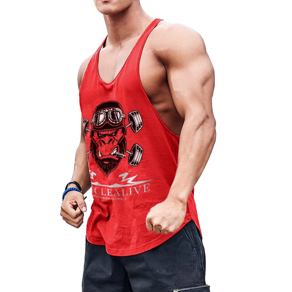 Muscle Alive Uomo Fitness sotto Maglie Sportive Canotta Bodybuilding Palestra Allenarsi Stringer Vest