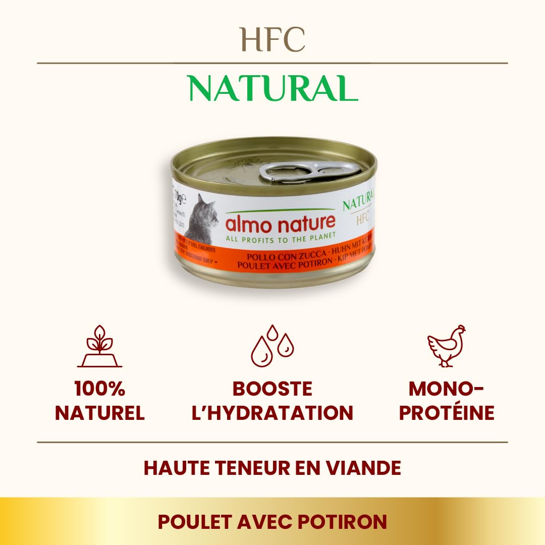 almo nature HFC Natural Aliments Humides pour Chats – Recettes Assorties au Poulet – 70g, Lot de 6