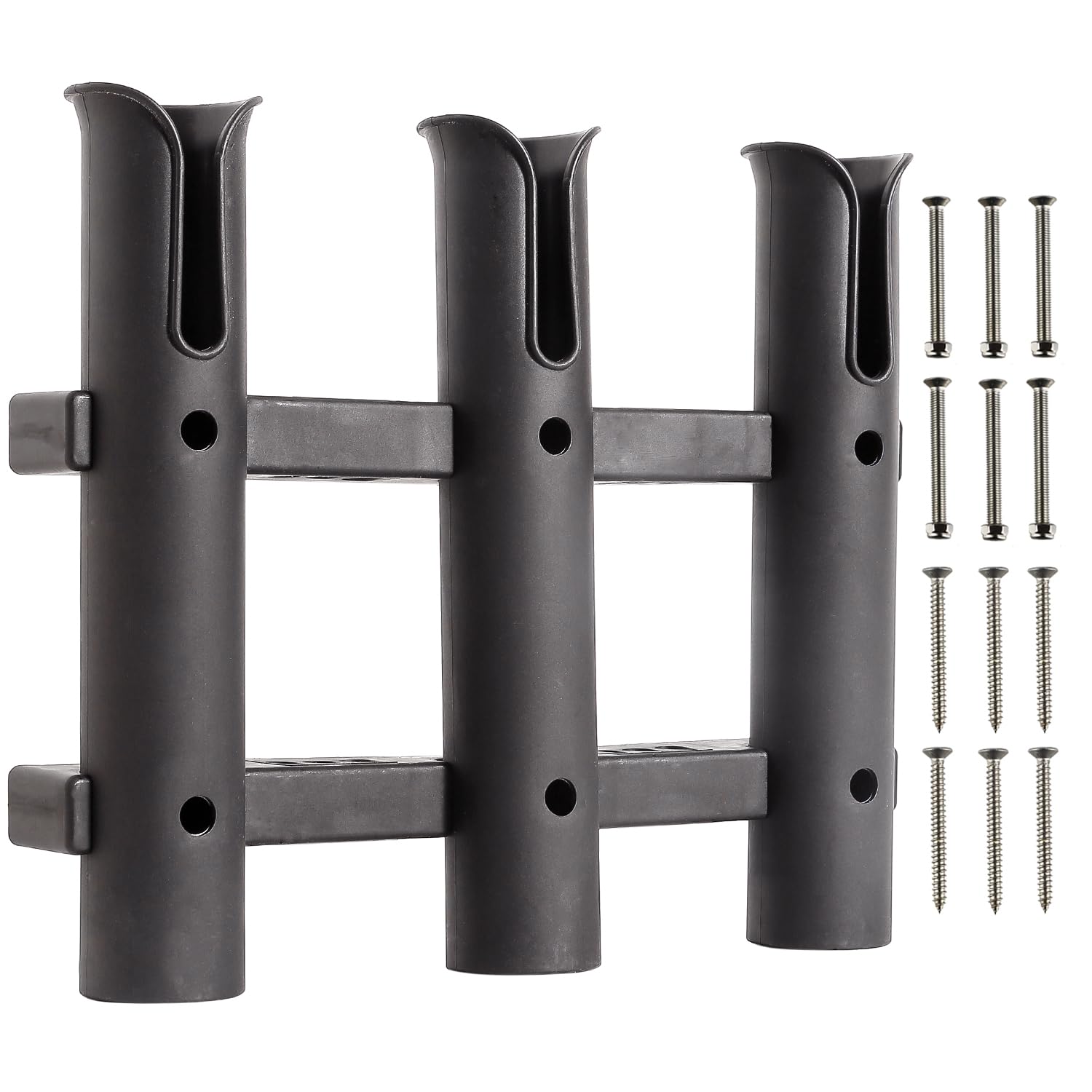 Wall Mounted Fishing Rod Holder for Boat, Side Mount Holder Tube Links with Screws Fishing Rod Holder Rack 3 Pole Tubes for Truck