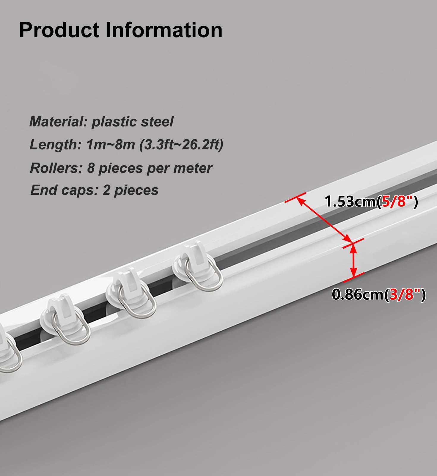 Clip autoadhesivo sin taladrar para riel liso de 5,2 m, ideal para baños y duchas, Clete con todas las fijaciones