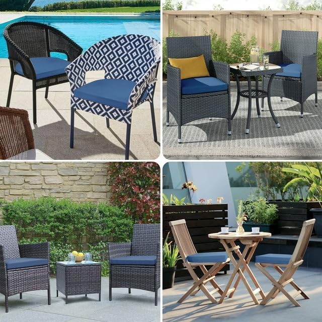 Image of Patio D-8 Patio Chair Cushion for Outdoor, Indoor Chair Cushion Pad, Square Chair Pad Terracotta, Comfortable Patio Foam Cushions (Royal Blue) (Pack of 2, Cushion Thinkness 5 cm)
