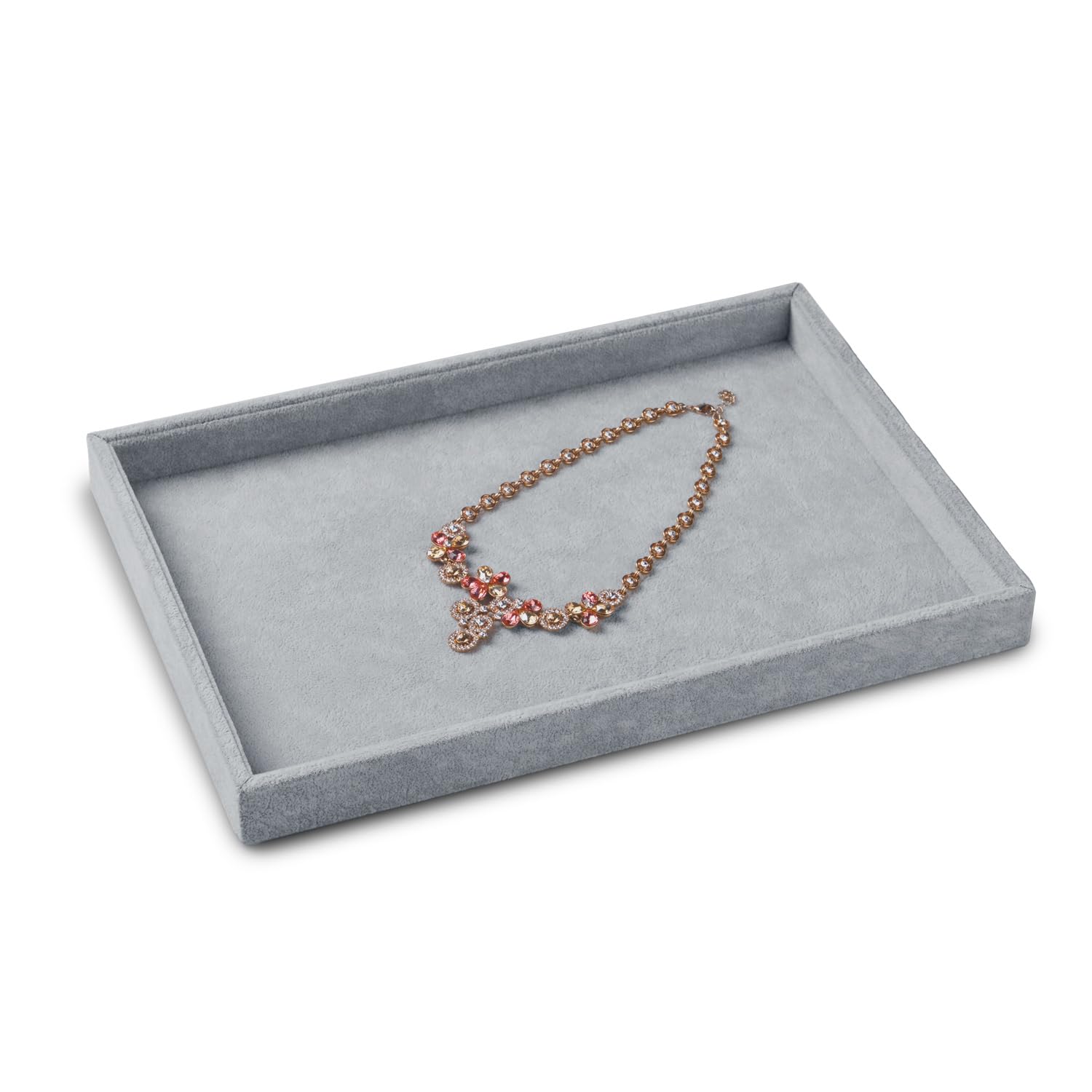 plateau à bijoux empilable en velours, rangement de bijoux tiroir insert à bijoux organisateur présentoir à bijoux pour bagues boucles d'oreilles (gris)