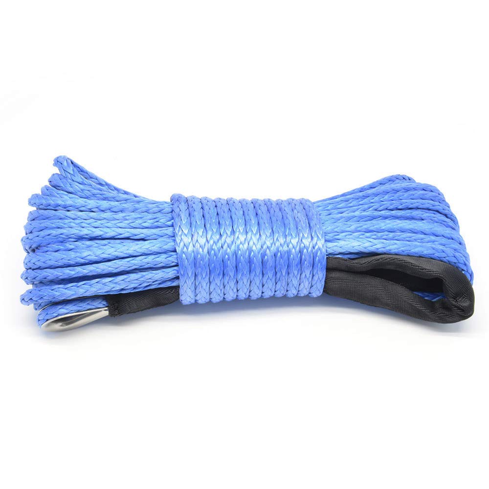 Corde de treuil en nylon Câble de remorquage de 15 m avec résistance à la rupture de 7 700 lb Ligne de traction synthétique à 12 brins compatible avec les véhicules tout-terrain