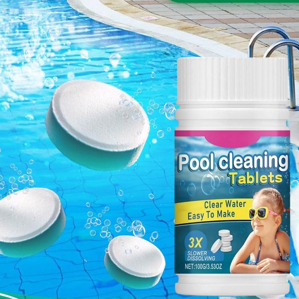 100g Multifunctional Chlorine Tablets for Swimming Pools, Hot Tubs & Spas - Slow Dissolving Gentle Formula Long-Lasting