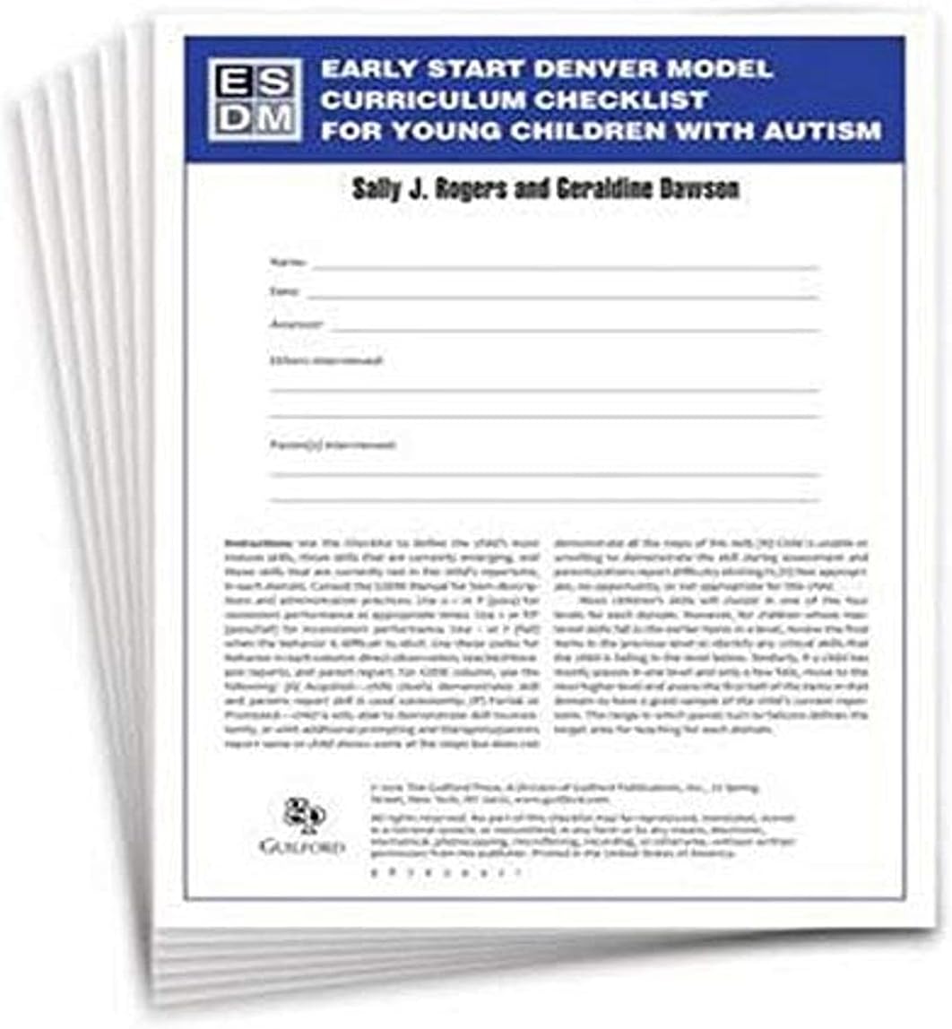 Early Start Denver Model Curriculum Checklist for Young Children with Autism First Edition, Set of 15 Checklists, Each a 16-Page Two-Color Booklet