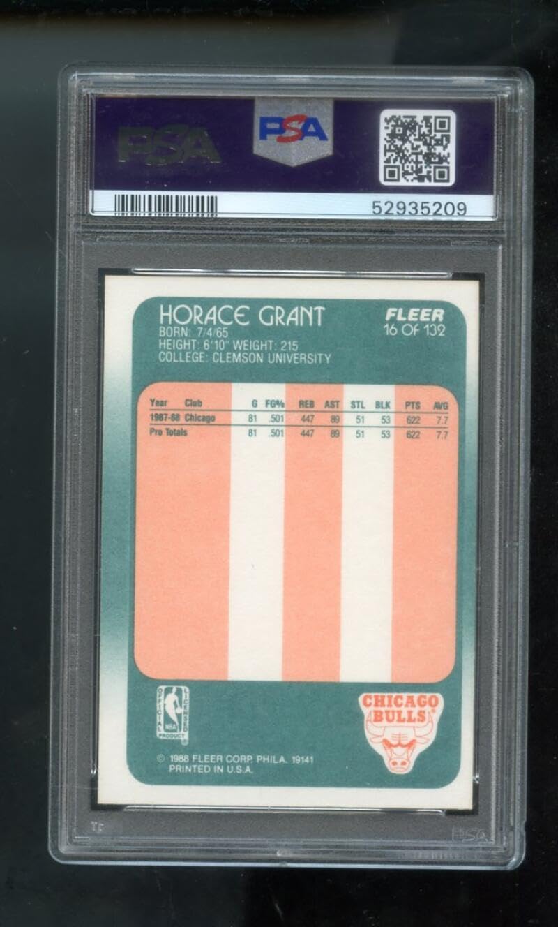 1988-89 Fleer #16 Horace Grant ROOKIE RC PSA 7 Graded Basketball Card NBA 1988 1989 Chicago Bulls 88 89