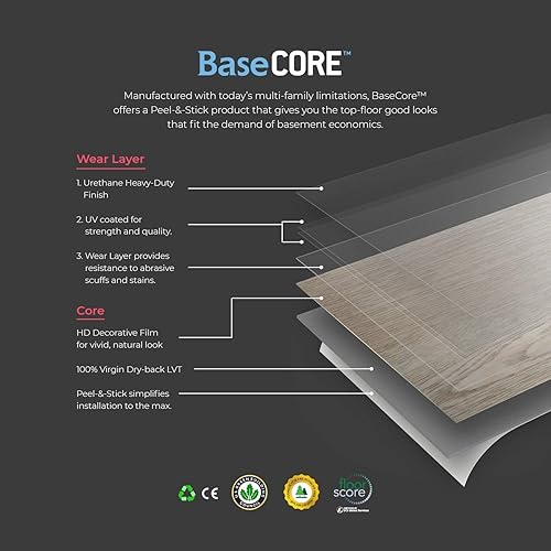 Miniatura 8 de LUCiDA SURFACES Azulejos de piso de vinilo de lujo, azulejos de despegar y pegar para instalación de bricolaje, muestra de tablón de aspecto de