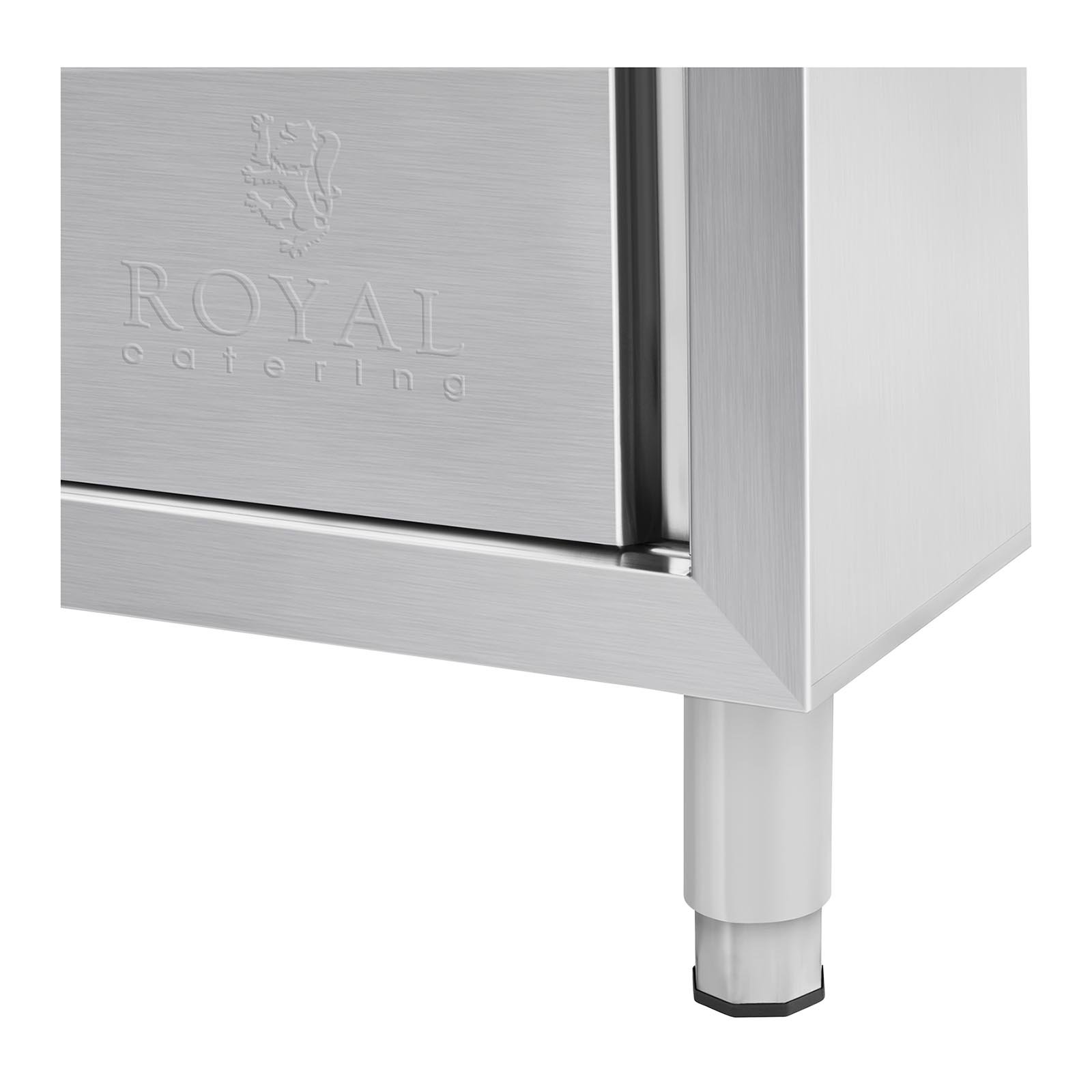 Royal Catering RCHS-1400WS Lavello Cucina Inox Lavello Armadiato Doppio Professionale (2 Vasche, Acciaio Inox, Porte Scorrevoli, 64x140x95,5 cm)