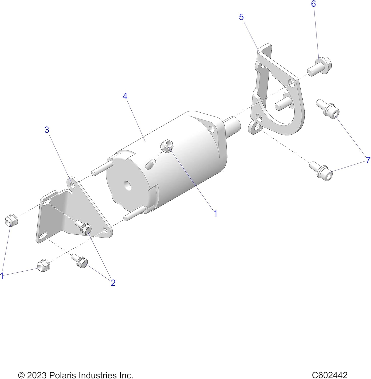 Polaris Snowmobile Plated Starter Bracket, Front, Genuine OEM Part 5257396, Qty 1