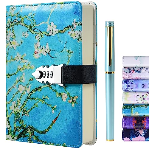 ZXHQ Diary with Lock for Girls Women, Lock Journal with Pen, A5 224 Pages Refillable Personal Password Journal, 5.9 x 8.5inch