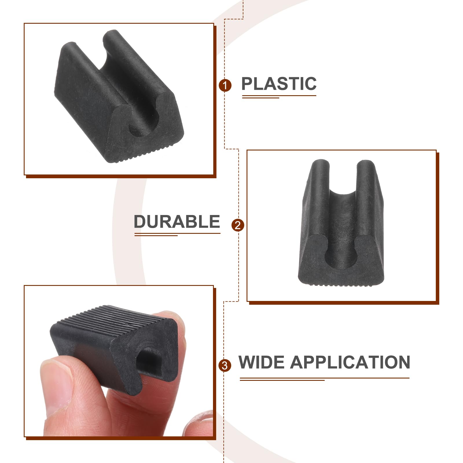 uxcell 20 Pcs Chair Foot U Shaped Floor Glides, 25mm Plastic Chair Leg Caps, Non-Slip Chair Foot Pads for Chair Legs Black - Image 4