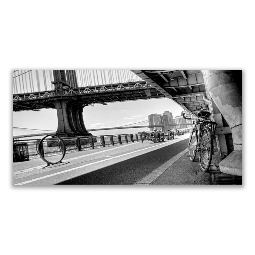 Toile imprimée 140x70cm pont et vélo de course pour déco design bureau