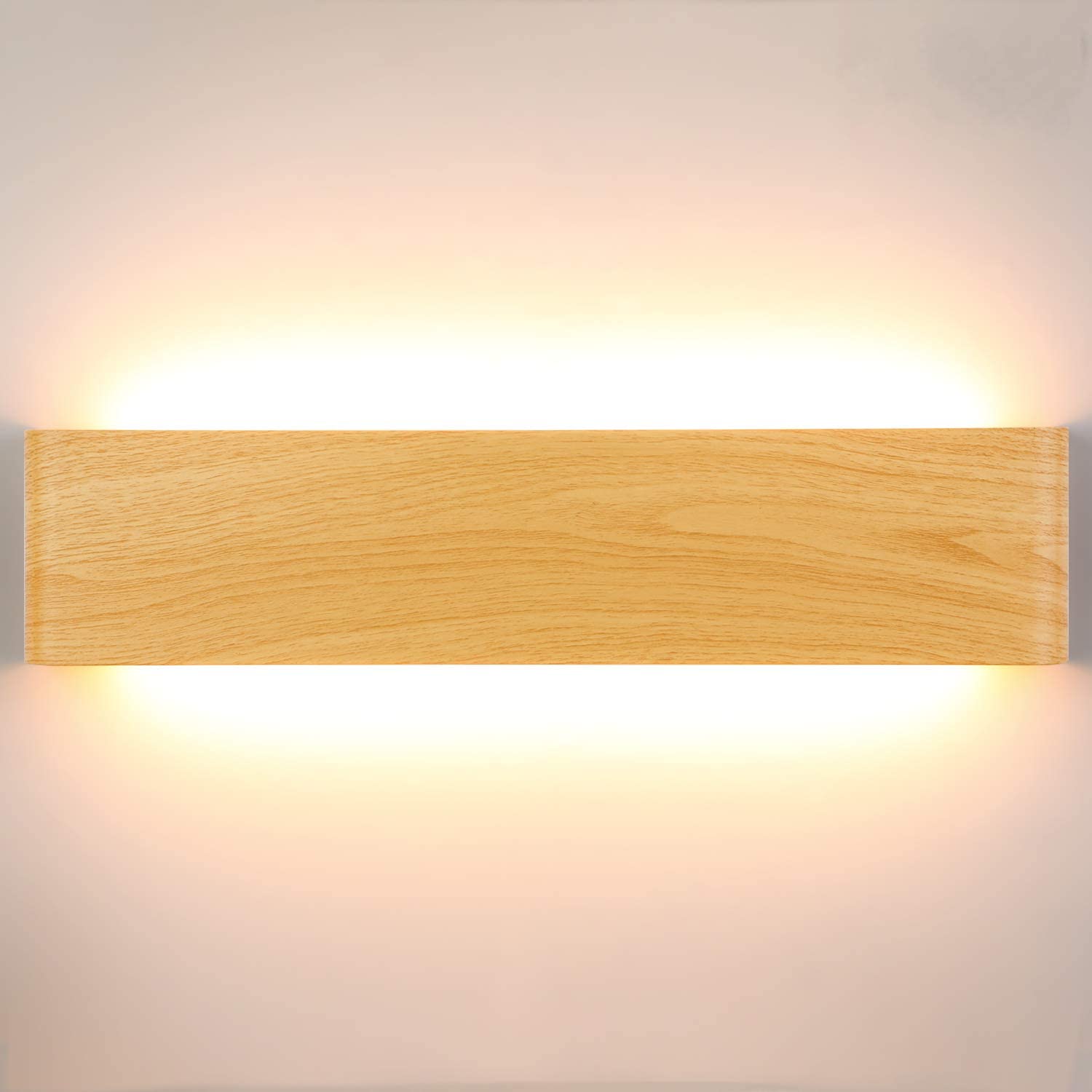 Lightess Lamparas de Pared Madera, Apliques de Pared Interior 40CM, 18W Luz Pared Interior LED, 3000K Apliques Madera Moderna Iluminación para Salón, Dormitorio, Pasillo, Escalera, Blanco Cálido | Lampada da Parete Moderna, Venatura del Legno, 2800K 1800L