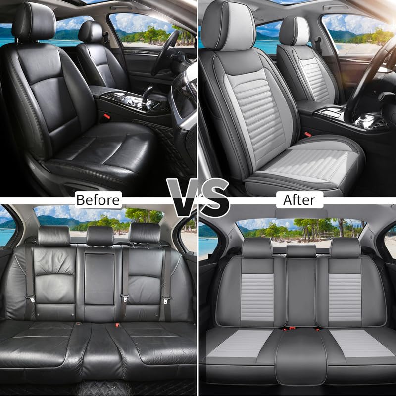 Image of Front Seat Covers Fit for Chevy /Chevrolet Bolt 2016-2026, Gray&White