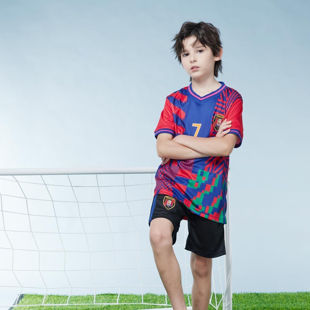 RIKPR Kids Soccer Jersey for Boys Girls Youth Uniform with Doll Football Shirt Birthday Gift Set - Image 6