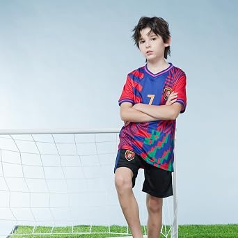 RIKPR Kids Soccer Jersey for Boys Girls Youth Uniform with Doll Football Shirt Birthday Gift Set