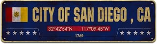City of San Diego, CA Novelty Metal Street Sign,Personalized Tin Signs, 4" x 16"