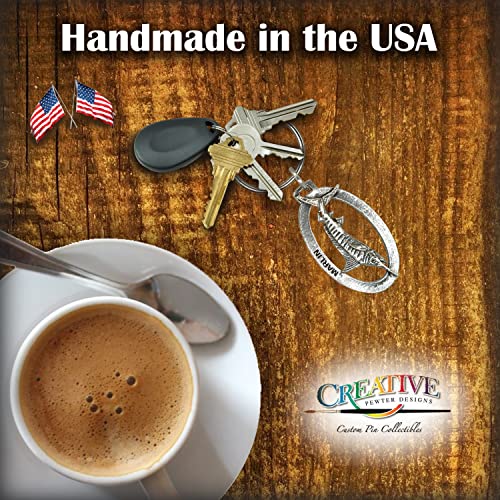 Marlin Keychain, Pewter, S002KC, 2”, 100% Handmade in the USA, Atlantic Blue marlin, Billfish, Black marlin, Keychain, Key Chain, Key Ring, Key Fob, Fishing Gift, 200 Fish Designs Available.3