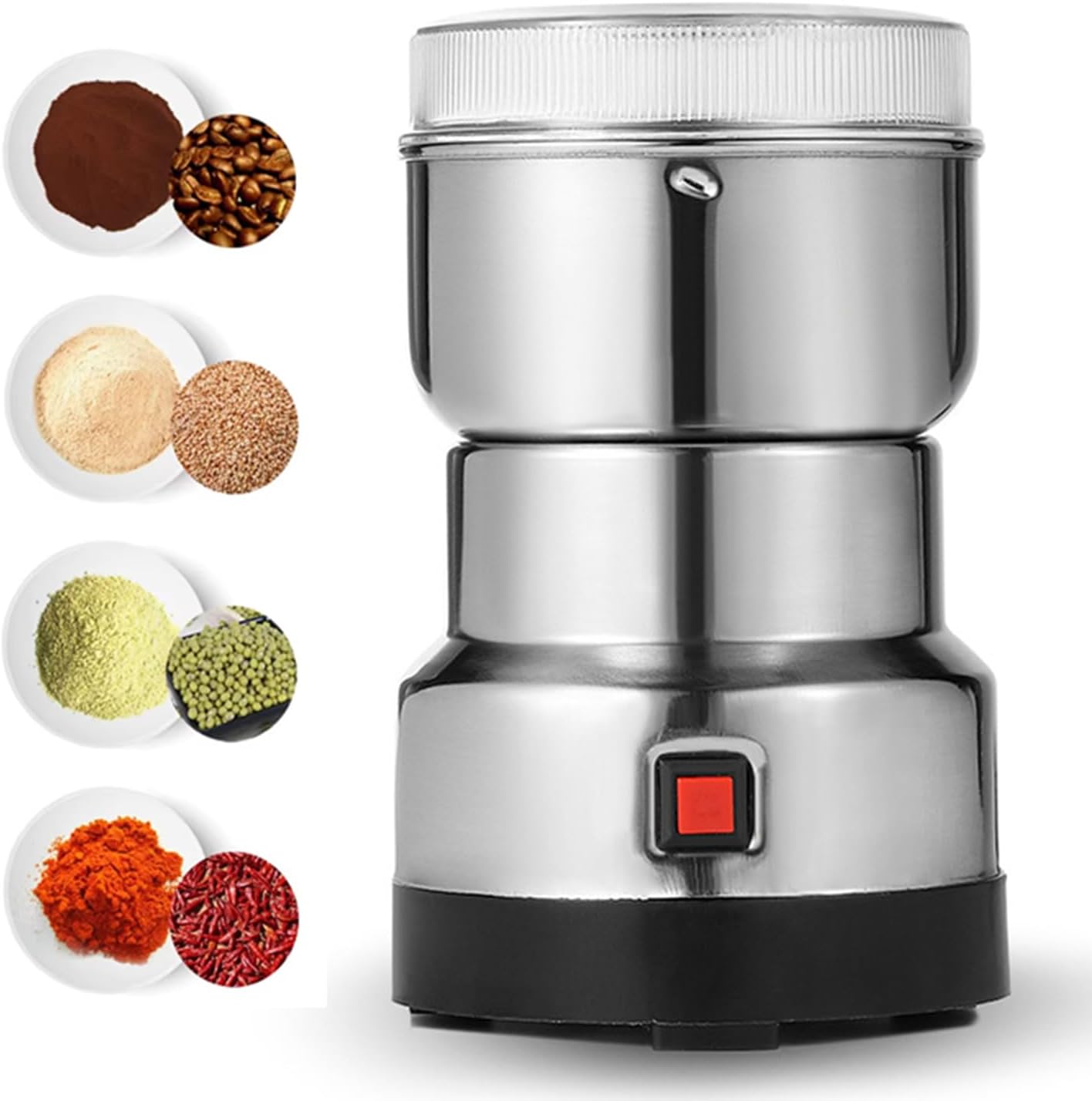 150g Electric Food Grinder, Multifunctional Smash Machine, with Four-Leaf Steel Knife, Transparent Protective Cover, Fast Grinding, for Coffee Beans, Corn, Seasonings, Beans(