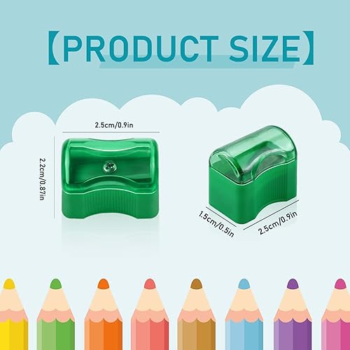 Miniatura 2 de Sacapuntas de plástico de colores – 96 piezas de sacapuntas manual para niños con tapa – Mini mano con tapa