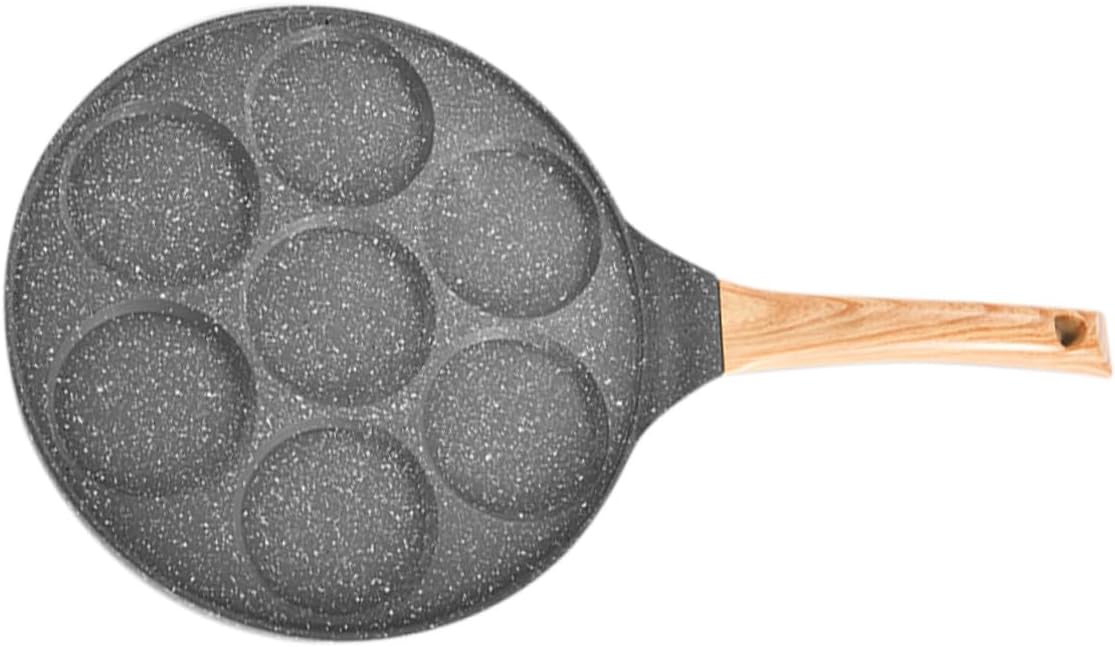 Cabilock 7-Hole Non-Stick Frying Pan Outdoor Cooking Utensil Versatile Egg and Pancake Skillet Stone Coating for Camping and Breakfast
