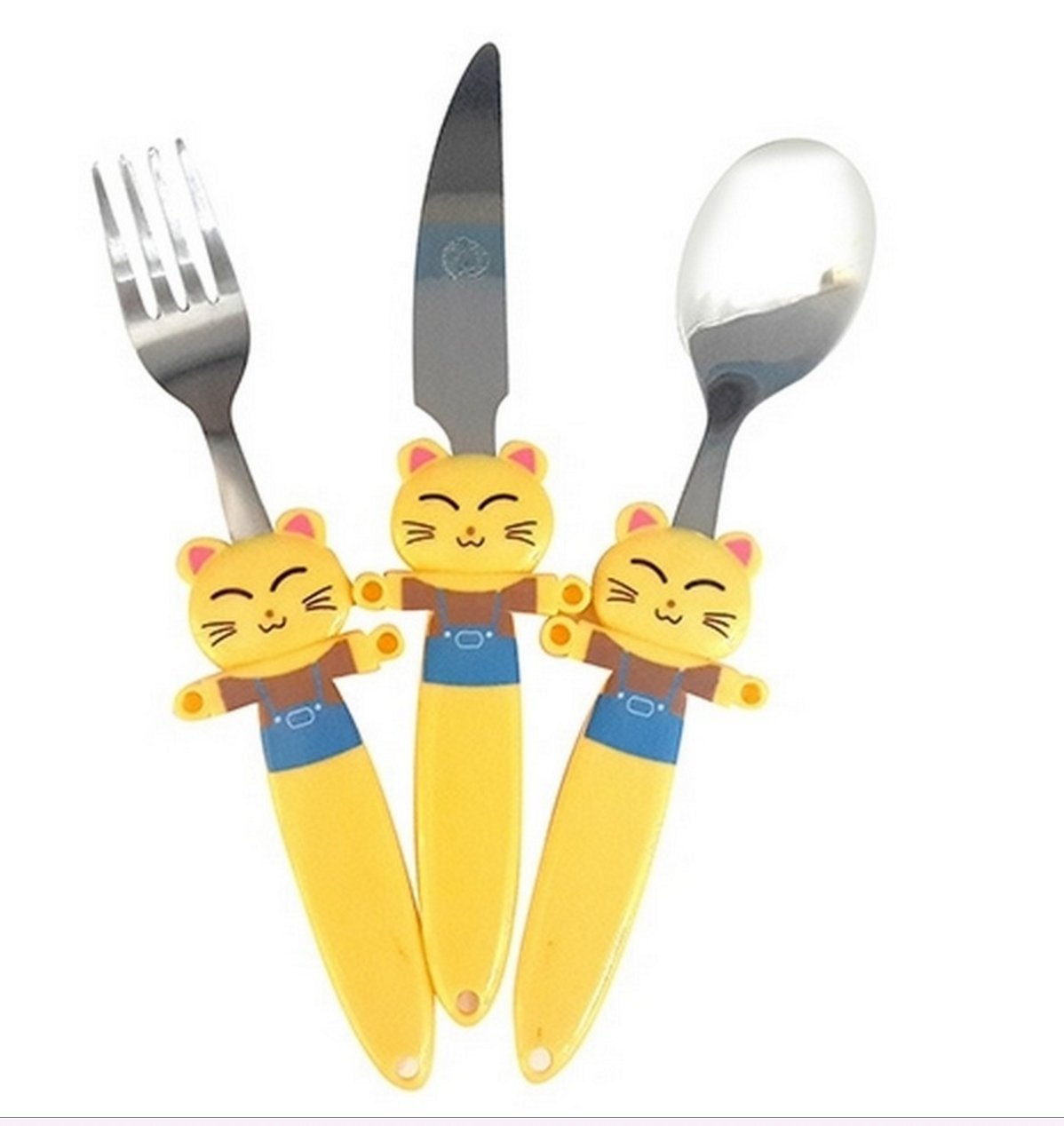 Funky 3 Pcs Kids Cutlery Set - Cute Cat (Set of 1)