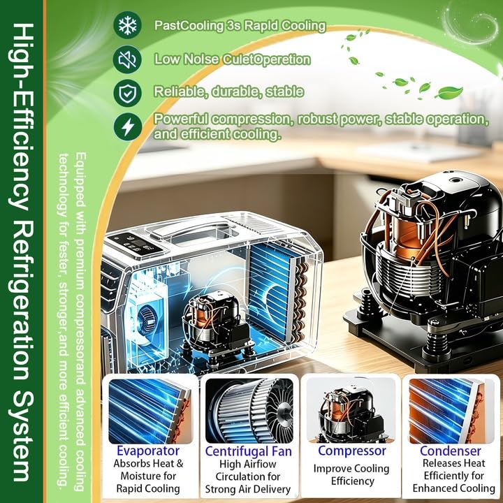 Condizionatore portatile 5000 BTU, Sistema di Raffreddamento Tenda Off-grid Doppio Tubo, Clim Mobile per furgone, Camping-Car, Gazebo, Chalet, Outdoor Gear